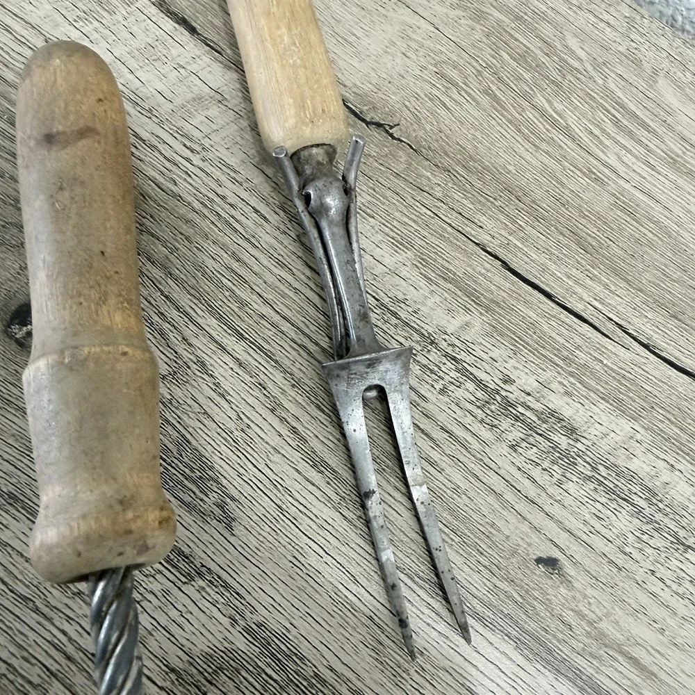 Lot of 3 Vintage Antique Wooden Handle Kitchen Utensils Gadgets Soap Saver